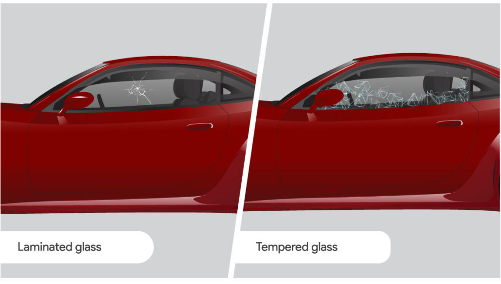 Tempered vs laminated auto glass infographics