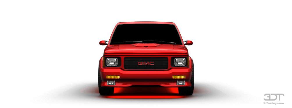 Red GMC with neon lights under the car. Picture from 3dtuning.com