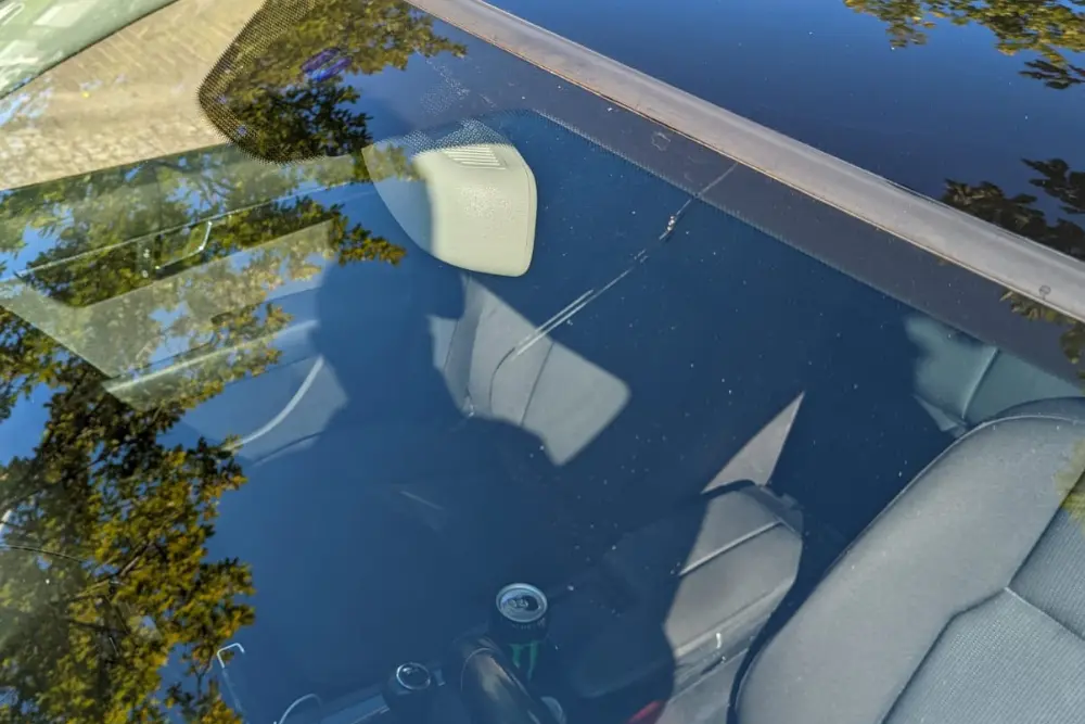 Crack in windshield from the roof-top